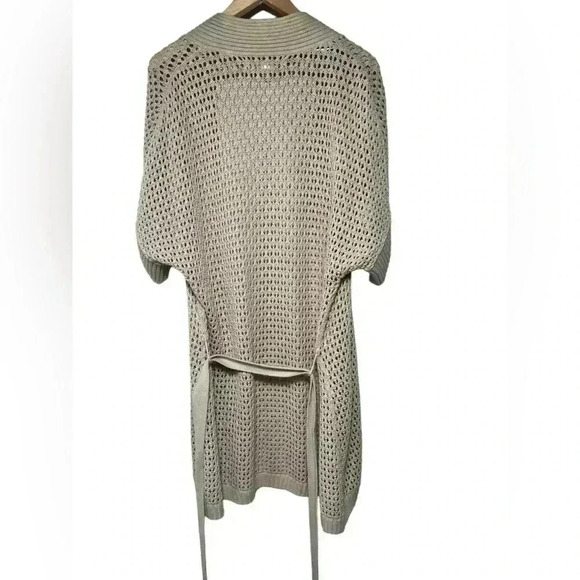 Lauren Conrad Cardigan Sweater Size Medium Open Front Tan waist Tie Knit - Picture 9 of 14